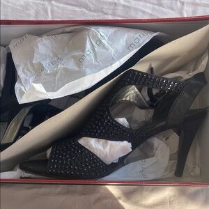 Glamorous Black Stiletto Heels with Studded Texture